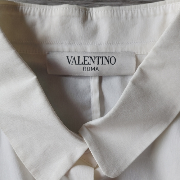 VALENTINO White Flared Long Sleeve Dress Shirt - Picture 4 of 12